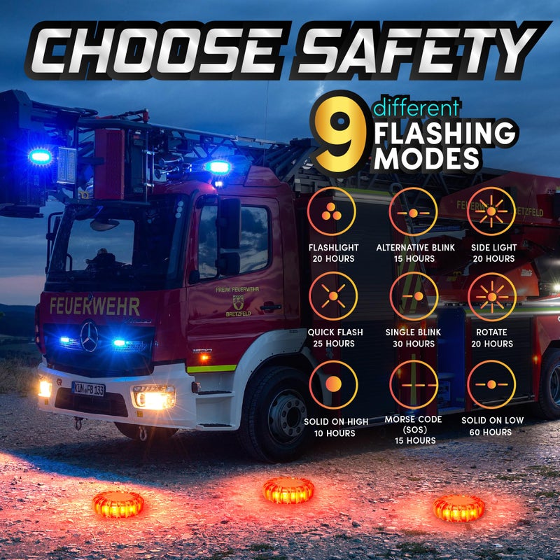 Marcala 12-Pack Emergency Flares for Vehicles | Emergency Roadside Lights | Complete LED Road Flares Kit | Emergency Lights For Vehicles | Perfect For Gifting or Everyday Roadside Safety - Image 3